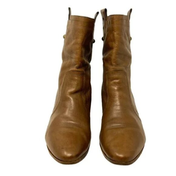 Frye Sunny Brown Leather Pull On Almond Toe Wedge Ankle Boots - Size 9 - Picture 5 of 8